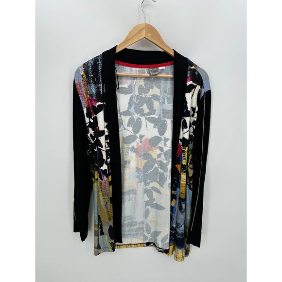 Simply Art by Dolcezza Cardigan Women XL Open Front Unique Artsy Lightweight - Picture 1 of 8